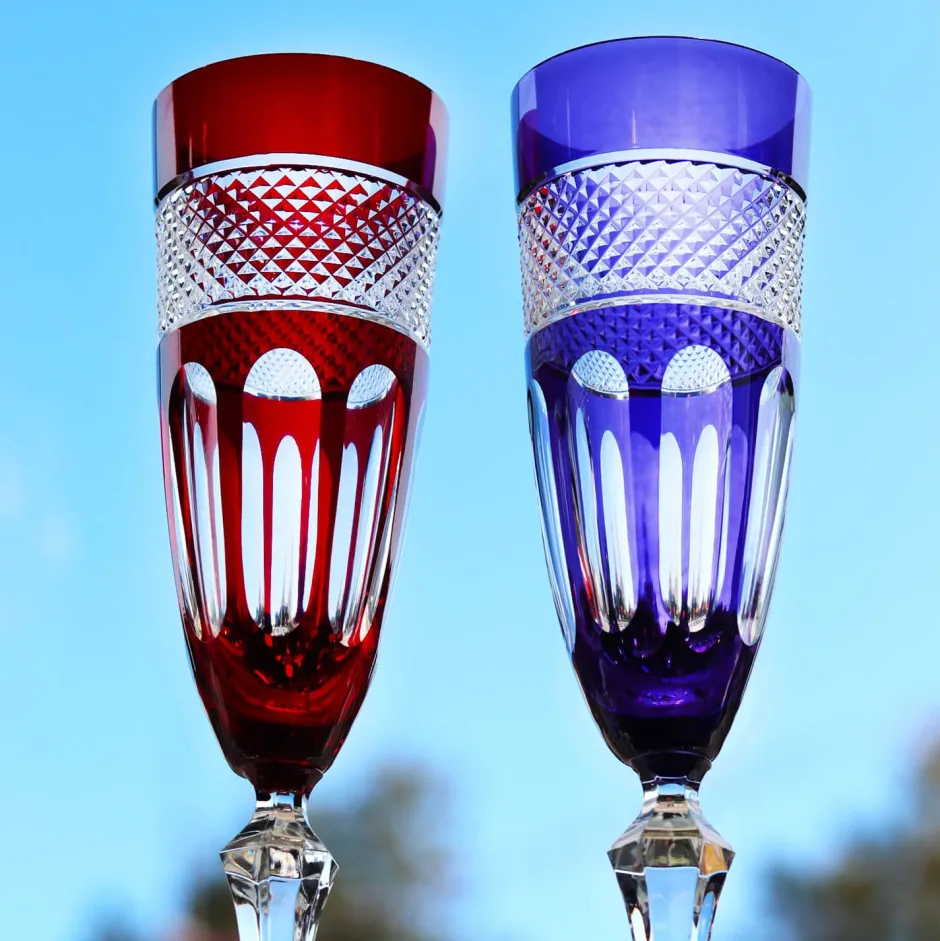 6 flûtes cristal couleur mireille Flûte Champagne|Verre Cristal Couleur