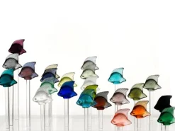 Base aquarium 25 poissons lalique + cloche Bestiaire|Animaux Cristal