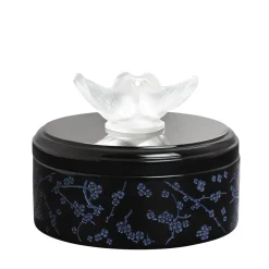Boîte fleurs de cerisier noir lalique Coupes, Coupelles Et Photophores|Boites Cristal