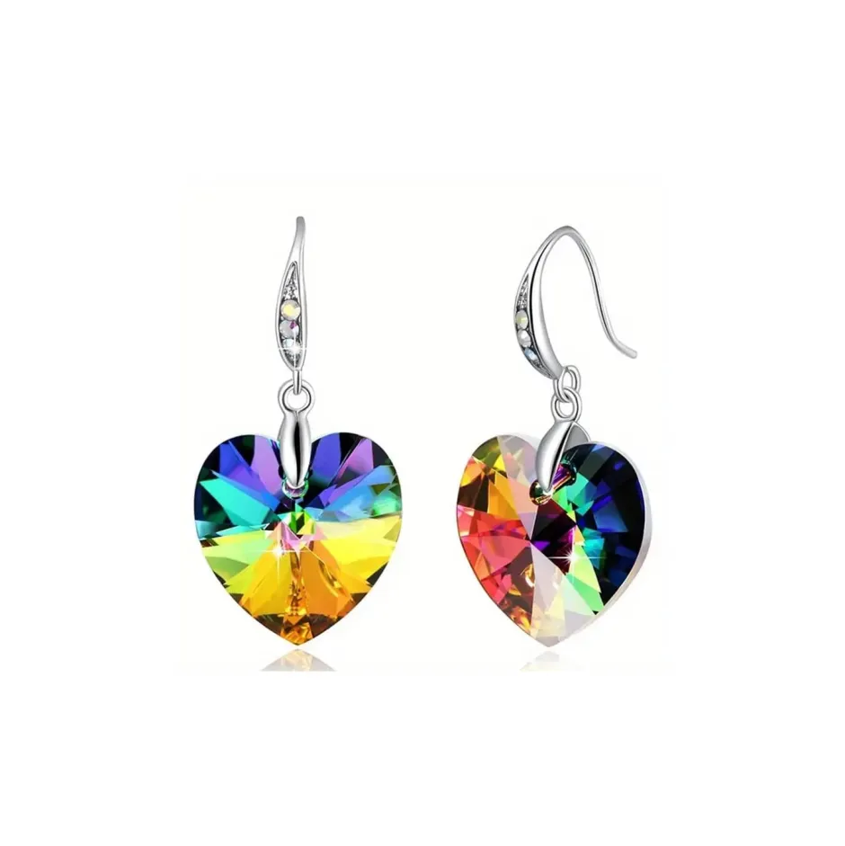 Hot Boucles d’oreilles cristal cœur arc-en-ciel Boucles D’Oreilles Cristal|Boucles D’Oreilles