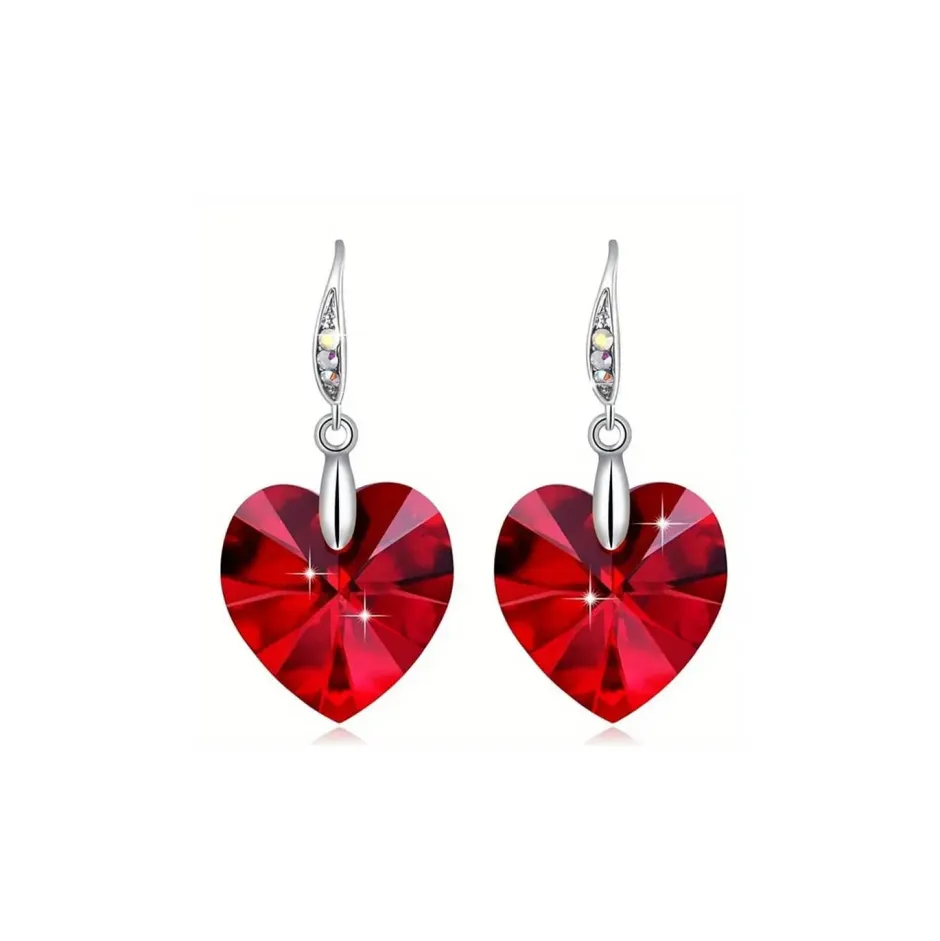 Clearance Boucles d’oreilles cristal cœur rouge Boucles D’Oreilles Cristal|Boucles D’Oreilles