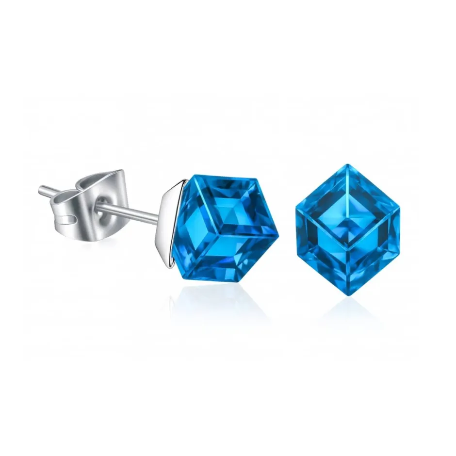 Online Boucles d’oreilles cube bleu cristal Boucles D’Oreilles Cristal|Boucles D’Oreilles