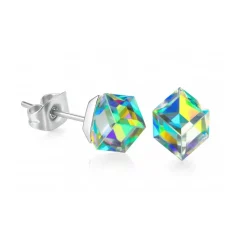Sale Boucles d’oreilles cube vitrail cristal Boucles D’Oreilles Cristal|Boucles D’Oreilles