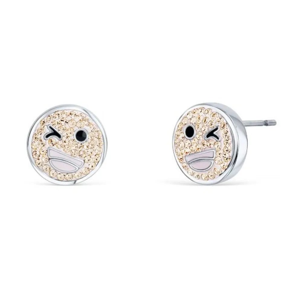 New Boucles d’oreilles smiley « clin d’oeil » Boucles D’Oreilles Cristal|Boucles D’Oreilles