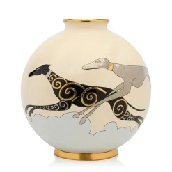Sale Boule coloniale Lévriers Danillo Curetti Émaux de Longwy Vase Céramique|Vases & Boules