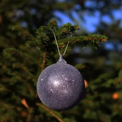 Discount Boule de noël en verre argenté à paillettes n°6 Décoration|Ornements Cristal