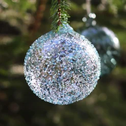 Clearance Boule de noël verre bleu paillettes n°9 Décoration|Ornements Cristal