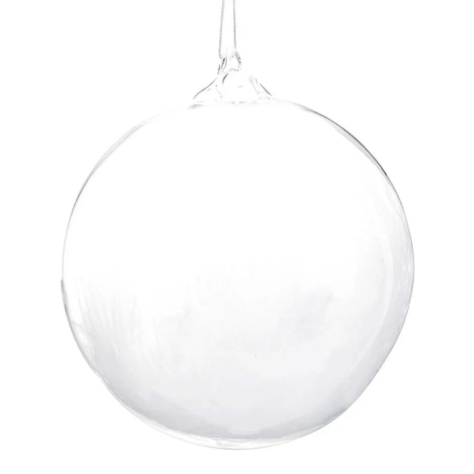 Discount Boule de noël verre plume blanche n°1 Décoration|Ornements Cristal