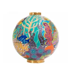 Sale Boule Flo Astro aqua tropicale Émaux de Longwy Vase Céramique|Éditions D’Art Cristal
