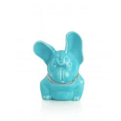 Chien bouledogue turquoise Faïence de Lunéville Lunéville