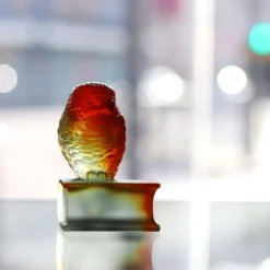 Outlet Chouette ambre grise sur livre daum Animaux Cristal|Bestiaire