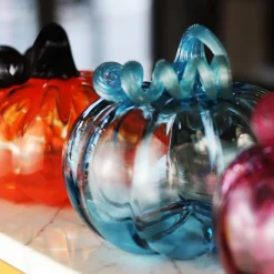 Sale Citrouille décorative cristal de Lorraine bleu Décoration|Sulfures, Presse-Papiers Cristal