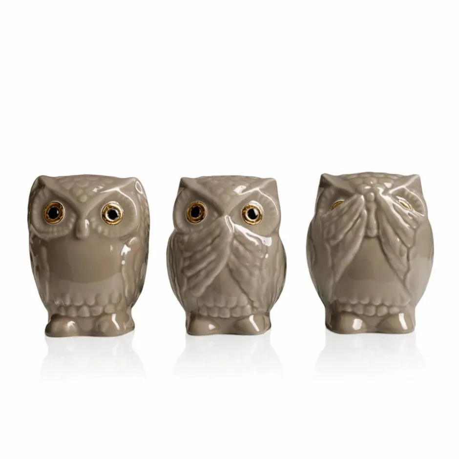 Hot Coffret 3 Chouettes IWA KIKA MI Émaux de Longwy Animaux Cristal|Animaux