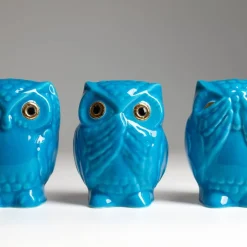 Hot Coffret 3 Chouettes IWA KIKA MI Émaux de Longwy Animaux Cristal|Animaux