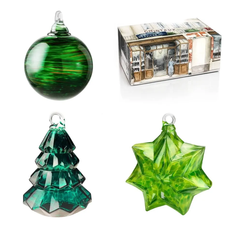 Online Coffret Boule de Noël cristal de Lorraine X3 – vert Décoration