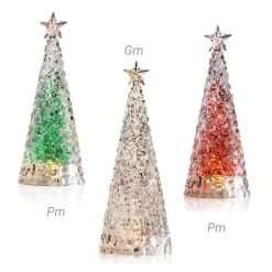 Discount Coffret de 3 Sapins lumineux acrylique (Large blanc + small vert & rouge) Décoration