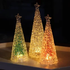 Discount Coffret de 3 Sapins lumineux acrylique (Large blanc + small vert & rouge) Décoration