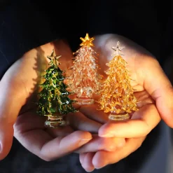 Clearance Coffret Sapins miniature verre au chalumeau X3 Décoration|Figurines Miniature Cristal