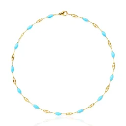 Collier de perles ras de cou bohème turquoise Colliers Cristal|Colliers