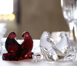 Colombes rouge baccarat Bestiaire|Décoration