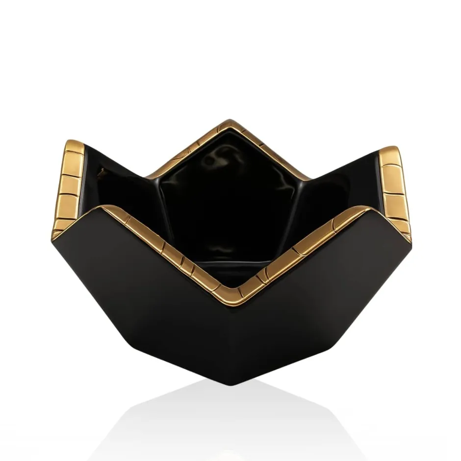Discount Coupelle Culbuto noir & or Émaux de Longwy Coupes & Photophores|Vide-Poches Cristal