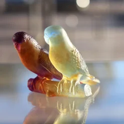 Couple perruches ambre daum Animaux Cristal|Bestiaire