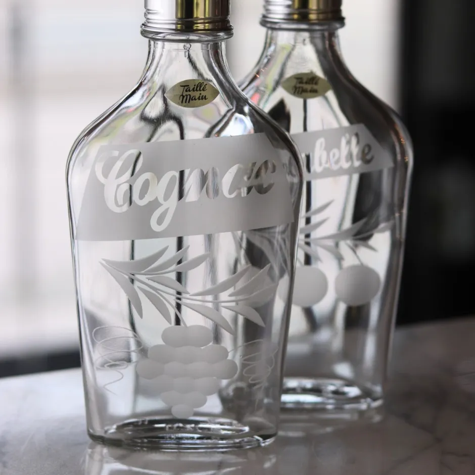 Flasque cognac cristal taillée Art De La Table|Flasque, Bouteille Cristal