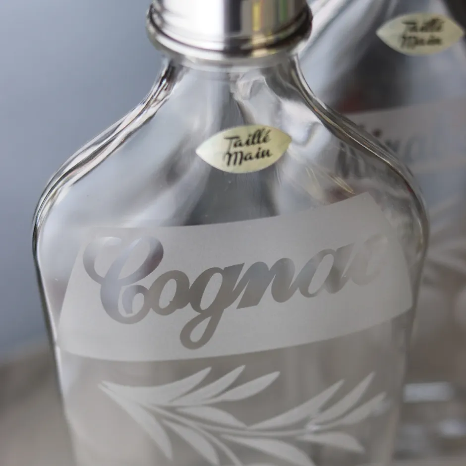 Flasque cognac cristal taillée Art De La Table|Flasque, Bouteille Cristal