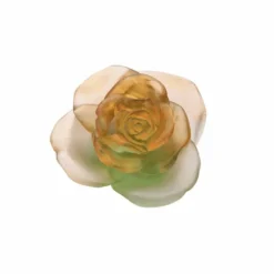 Online Fleur rose passion verte orange daum Fleurs Cristal|Sulfures, Presse-Papiers Cristal