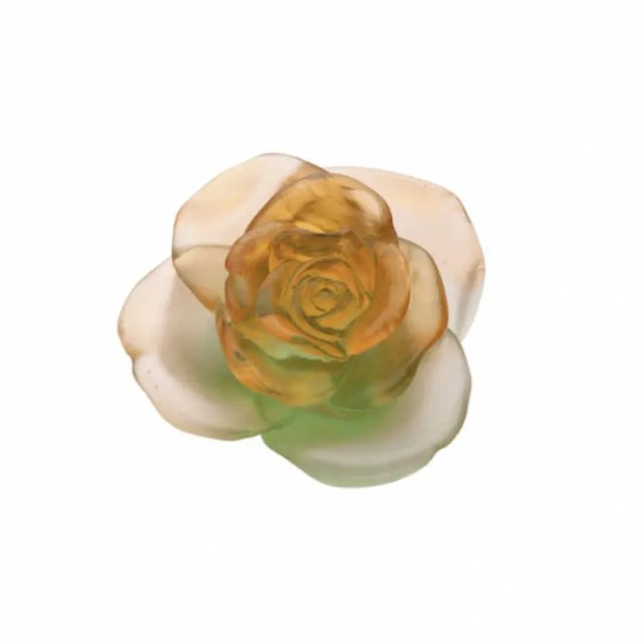 Online Fleur rose passion verte orange daum Fleurs Cristal|Sulfures, Presse-Papiers Cristal