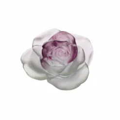 Fleur verte rose rose passion daum Fleurs Cristal|Sulfures, Presse-Papiers Cristal
