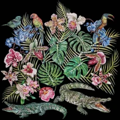 Outlet Foulard Lalique By Ginny Litscher Dessin Jungle Noir Bijoux|Foulards Lalique