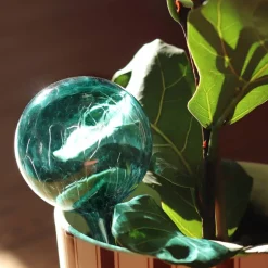 Globe d’arrosage turquoise en cristal de Lorraine Décoration|Fleurs Cristal