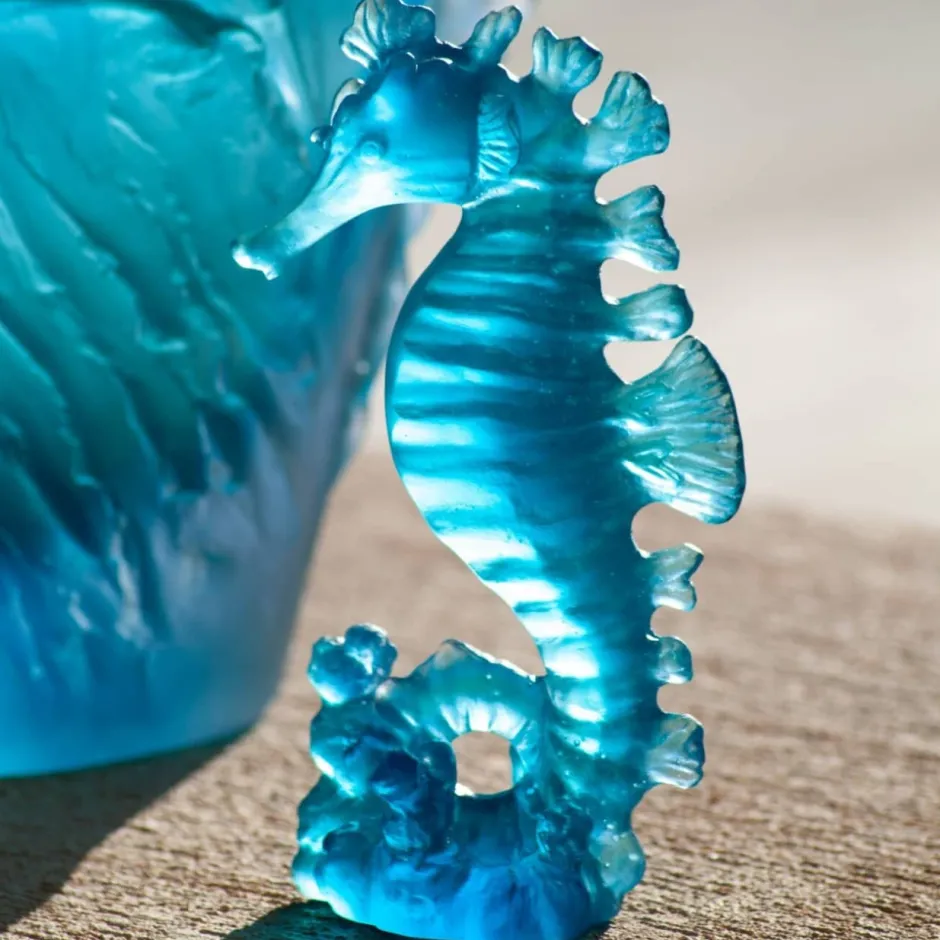 Clearance Hippocampe petit modèle bleu Maya Daum Bestiaire|Sculptures Cristal