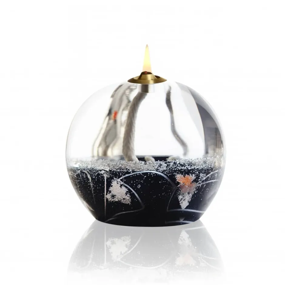 Lampe à huile cristal noir et argent + paraffine X1 Coupes, Coupelles Et Photophores|Lampes Cristal