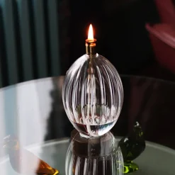 Hot Lampe à huile élégance ovale verre Coupes, Coupelles Et Photophores|Lampes Cristal