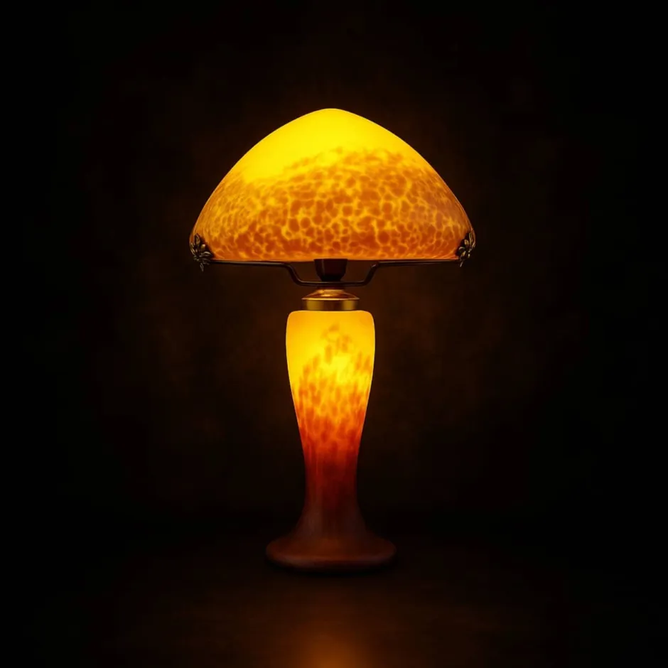 Discount Lampe champignon pâte de verre jaune Luminaires|Lampes Pâte De Verre