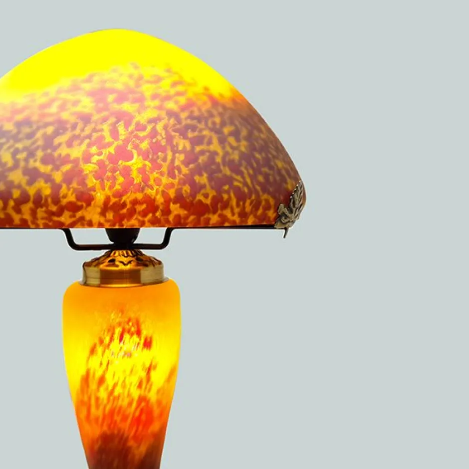 Discount Lampe champignon pâte de verre jaune Luminaires|Lampes Pâte De Verre