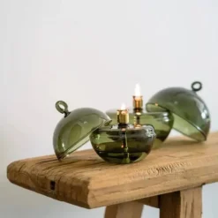 Clearance Lampe huile cloche vert Coupes, Coupelles Et Photophores|Lampes Cristal