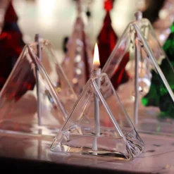 Clearance Lampe huile en verre triangle Coupes, Coupelles Et Photophores|Lampes Cristal