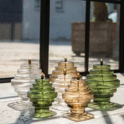 Sale Lampe huile Twin vert Coupes, Coupelles Et Photophores|Lampes Cristal