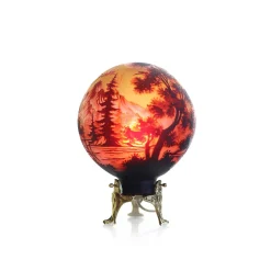 Sale Lampe pâte de verre ronde tip gallé Luminaires|Lampes Pâte De Verre