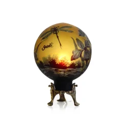 Sale Lampe pâte de verre ronde tip gallé Luminaires|Lampes Pâte De Verre