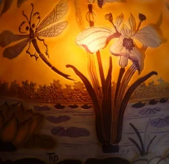 New Lampe pâte de verre Tip Gallé décor libellule Luminaires|Lampes Pâte De Verre