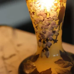 Hot Lampe pâte de verre Tip Gallé décor glycine Lampes Pâte De Verre|Lampes Cristal