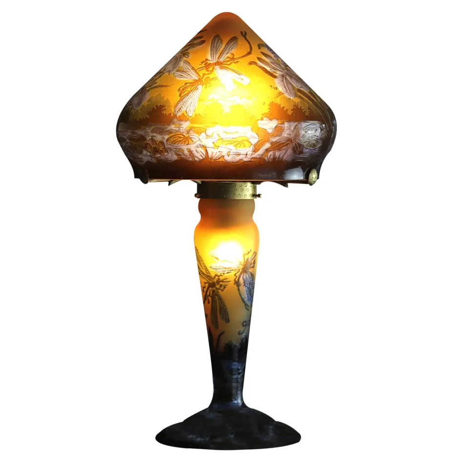 Sale Lampe pâte de verre Tip Gallé décor libellules Luminaires|Lampes Cristal