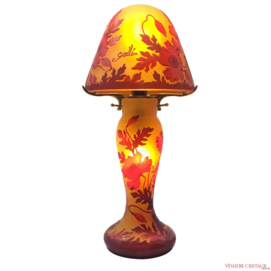 Clearance Lampe pâte de verre Tip Gallé décor floral Luminaires|Lampes Pâte De Verre