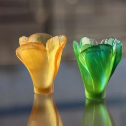 Mini vase vert ginkgo Daum Vases|Vases