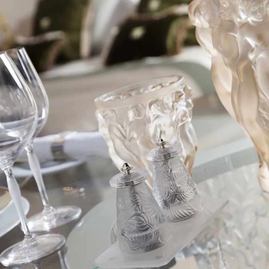 Moulins à poivre et sel FEUILLES Lalique Art De La Table|Accessoires Table Cristal