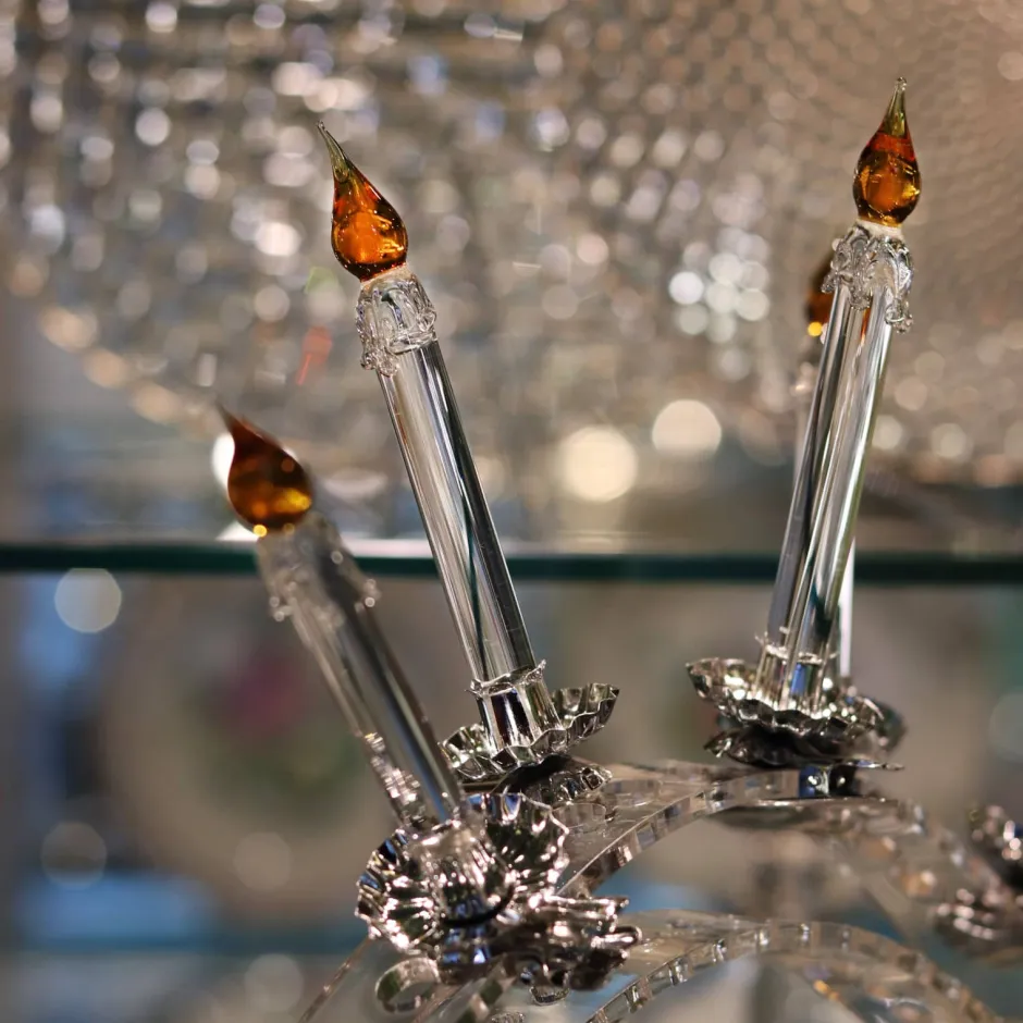 Ornement cierge de Noël verre Décoration|Ornements Cristal